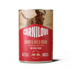 CARNILOVE konservai &scaron;unims Wild Meat LAMB & WILD BOAR 6 x 400g
