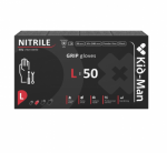 Pir&scaron;tinės nitrilo be talko juodos Kid-Man Grip L N50 KG4008