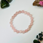 Rožinio kvarco apyrankė - 8mm - 20cm - Su intarpais