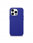 &bdquo;iPhone 14 Pro&ldquo; magnetinis odinis dėklas su &bdquo;MagSafe Litchi Premium Leather Case&ldquo; tamsiai mėlynu dėklu