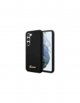 Guess Silicone Vintage Gold Logo dėklas, skirtas Samsung Galaxy S23 - juodas