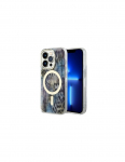 Guess Leopard MagSafe dėklas iPhone 14 Pro - mėlynas