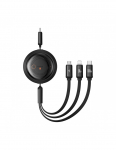 3in1 universalus i&scaron;traukiamas laidas USB-C - Lightning / USB-C / Micro USB 100W 1.1m - juodas