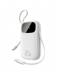 20000mAh 22,5W ne&scaron;iojamoji baterija su ekranu, USB-C, &bdquo;iPhone&ldquo; &bdquo;Lightning&ldquo; laidais &ndash; balta