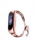 Keičiamas metalinės juostos apyrankės grandinės dirželis, skirtas Xiaomi Mi Band 6/ 5/ 4/ 3 rožinė