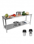Centrinis plieninis gastronominis stalvir&scaron;is su lentyna 200x60cm