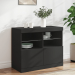&Scaron;oninė spintelė su LED lemputėmis, juodos spalvos, 81x37x67cm