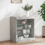 &Scaron;oninė spintelė su LED lemputėmis, betono pilka, 60,5x37x67cm