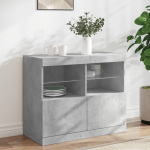 &Scaron;oninė spintelė su LED lemputėmis, betono pilka, 81x37x67cm