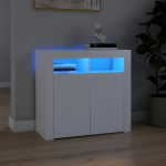 &Scaron;oninė spintelė su LED ap&scaron;vietimu, baltos spalvos, 80x35x75cm