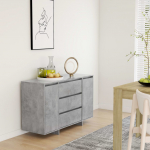 &Scaron;oninė spintelė su 3 stalčiais, betono pilka, 120x41x75cm, MDP