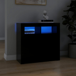 &Scaron;oninė spintelė su LED ap&scaron;vietimu, juodos spalvos, 80x35x75cm