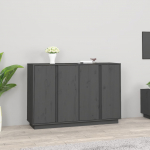 &Scaron;oninė spintelė, pilka, 120x35x80cm, pu&scaron;ies medienos masyvas
