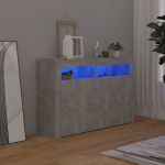 &Scaron;oninė spintelė su LED ap&scaron;vietimu, betono pilka, 115,5x30x75cm
