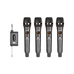 BEVIELIŲ MIKROFONŲ SISTEMA SU 4-IAIS RANKINIAIS MIKROFONAIS acemic Q4/M1 Wireless Microphone 4 Channel UHF 660-690 MHz