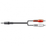 Tronios Audio lead, 3.5mm stereo plug - 2 x RCA phono plugs, 2.5m, bulk 104.801