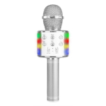 MAX KM15S KARAOKE MIC WITH SPEAKER AND LED LIGHT BT/MP3 LED SILVER 130.148
