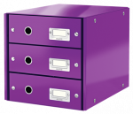 Dokumentų spintelė Leitz Click & Store WOW,  3 stalčiai, violetinė, 60480062