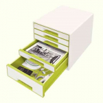 Dokumentų spintelė Leitz WOW, 5 stalčių, žalia/balta