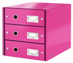 Dokumentų spintelė Leitz Click & Store WOW, 3 stalčiai, rožinė, 60480023