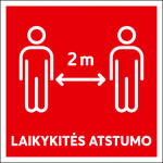 Lipnus ženklas 12x12 cm LAIKYKITĖS ATSTUMO (su užra&scaron;u)