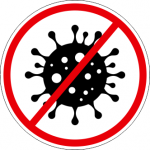 Lipnus ženklas 12cm CORONA VIRUSUI NE (apvalus)