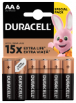 Baterijos DURACELL AA, LR6, 6vnt
