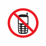 Ženklas DRAUDŽIAMA NAUDOTIS MOBILIAISIUOJU TELEFONU, 12 x 12 cm