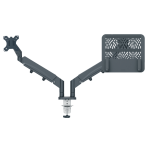 Dvigubas monitoriaus ir ne&scaron;iojamojo kompiuterio laikiklis Leitz Ergo, tamsiai pilkas