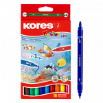 Flomasteriai dvipusiai KORES KORELLO 2 in 1, 10 vnt., dvipusiai