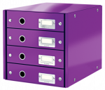 Dokumentų spintelė Leitz Click & Store WOW,  4 stalčiai, violetinė, 6049-00-62