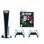 SONY PLAYSTATION 5 DISC SU DVIEM PULTELIAIS + FC 26 ( ne naujas, bet geros būklės)