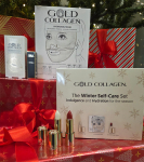 Gold Collagen riboto leidimo veido priežiūros rinkinys. Balzamas + veido kaukės + lūpdažis