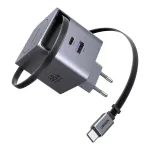 UGREEN X615 65W GaN Fast Charger 1x USB-A 1x USB-C 1x ausziehbares USB-C Kabel 0,70m