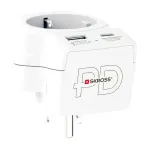SKROSS L&auml;nderstecker Europe to US USB AC20PD wei