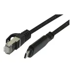 Synergy21 Kabel USB, C(St) => RJ45(St)_Netzwerkkarte, 3,0m, USB3.2 Type-C, schwarz(Textil), ,