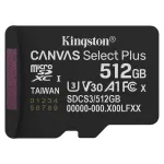 CARD KINGSTON 512GB micSDXC Canvas Select Plus Gen3 150R A1 Single Pack w/o ADP