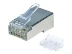 INTELLINET Cat6a RJ45 Modular Plugs STP 3-prong for solid and stranded wire 70 plugs in jar transparent