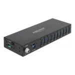 Industrie Hub 10 x USB 5 Gbps Typ-A mit 8 kV ESD Schutz und Hutschienenbefestigung