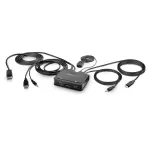 STARTECH.COM 2-Port Hybrid USB-C DisplayPort Kabel KVM Switch 4K 60Hz Mini KVM Switch mit 1,8m USB-A/DP/Audio & 1,2m USB-C int.Kabel