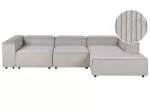 Modulinė kampinė sofa 4 asmenims ARDAL, velvetinė, smėlio ir pilkos spalvos, kairinė