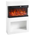 Elektrinis židinys su 3D liepsnos efektu, montuojamas prie sienos arba pastatomas, 64 cm, baltas