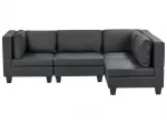 Modulinė kampinė sofa 4 asmenims UNSTAD kairinė juoda ekologi&scaron;ka oda