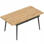 I&scaron;skleidžiamas valgomojo stalas 130&ndash;160 cm, virtuvinis stalas užapvalintais kampais, ąžuolo spalvos