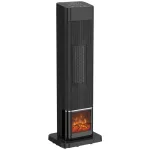 2000 W keraminis &scaron;ildytuvas su liepsnos efektu, termostatu ir nuotolinio valdymo pulteliu, juodas