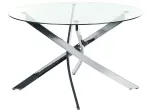 Valgomojo stalas MARAMO, sidabrinis, 120 &times; 120 cm, grūdintas stiklas