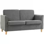 Dvivietė sofa su pagalvėlėmis, lininė, &scaron;viesiai pilka, 141x65x78cm