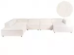Modulinė 5 vietų kampinė sofa ARDAL Boucle, balk&scaron;va, de&scaron;ininė