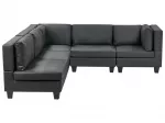 Modulinė kampinė sofa 5 asmenims UNSTAD, ekologi&scaron;ka oda, juoda, de&scaron;ininė