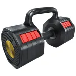 Reguliuojamų svarmenų rinkinys, 11,65 kg, 3 viename &ndash; hantelis ir &bdquo;kettlebell&ldquo;, neslystanti rankena, taupantis vietą, skirtas treniruotėms namuose